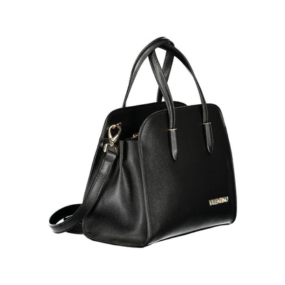Handbag by Mario Valentino for women in polyurethane black features a signature silhouette, showcasing a secure zipper & magnetic and signature with versatile shoulder-strap, handle, adjustable-strap & detachable-strap for a sophisticated look.