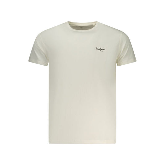 T-Shirt by Pepe Jeans for men in stretch cotton white & print showcases a fashionable silhouette, elegantly detailed with a fashionable and for a sophisticated, high-fashion look.
