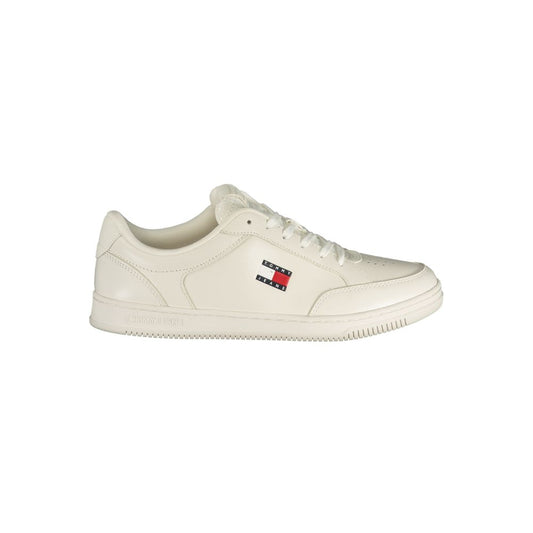 Athletic Sneakers by Tommy Hilfiger for men in polyester polyurethane leather white features an architectural silhouette from the Men's Athletic Polyester Polyurethane Leather Sneakers collection, showcasing a architectural athletic style for a architectural look.