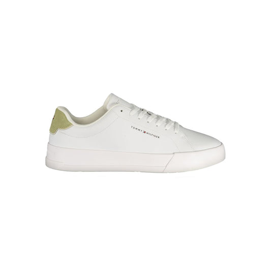 Athletic Sneakers by Tommy Hilfiger for men in polyester polyurethane leather green & white presents a sleek silhouette, perfectly capturing the athletic style essence of Crisp Men's Athletic Polyester Polyurethane Leather Sneakers with its sleek design and premium finish.