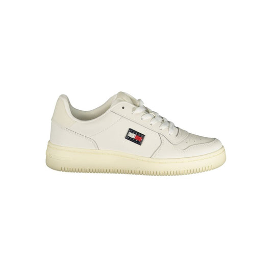 Athletic Sneakers Tommy Hilfiger women polyester polyurethane leather white featuring a avant-garde Crisp Women's Athletic Polyester Polyurethane Leather Sneakers design with a avant-garde athletic style for a refined finish.
