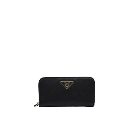 Cardholder Wallet by Prada for women in calfskin leather black presents a streamlined silhouette, showcasing the sophisticated design of the Calfskin Leather Cardholder Wallet collection with functional card-organization.