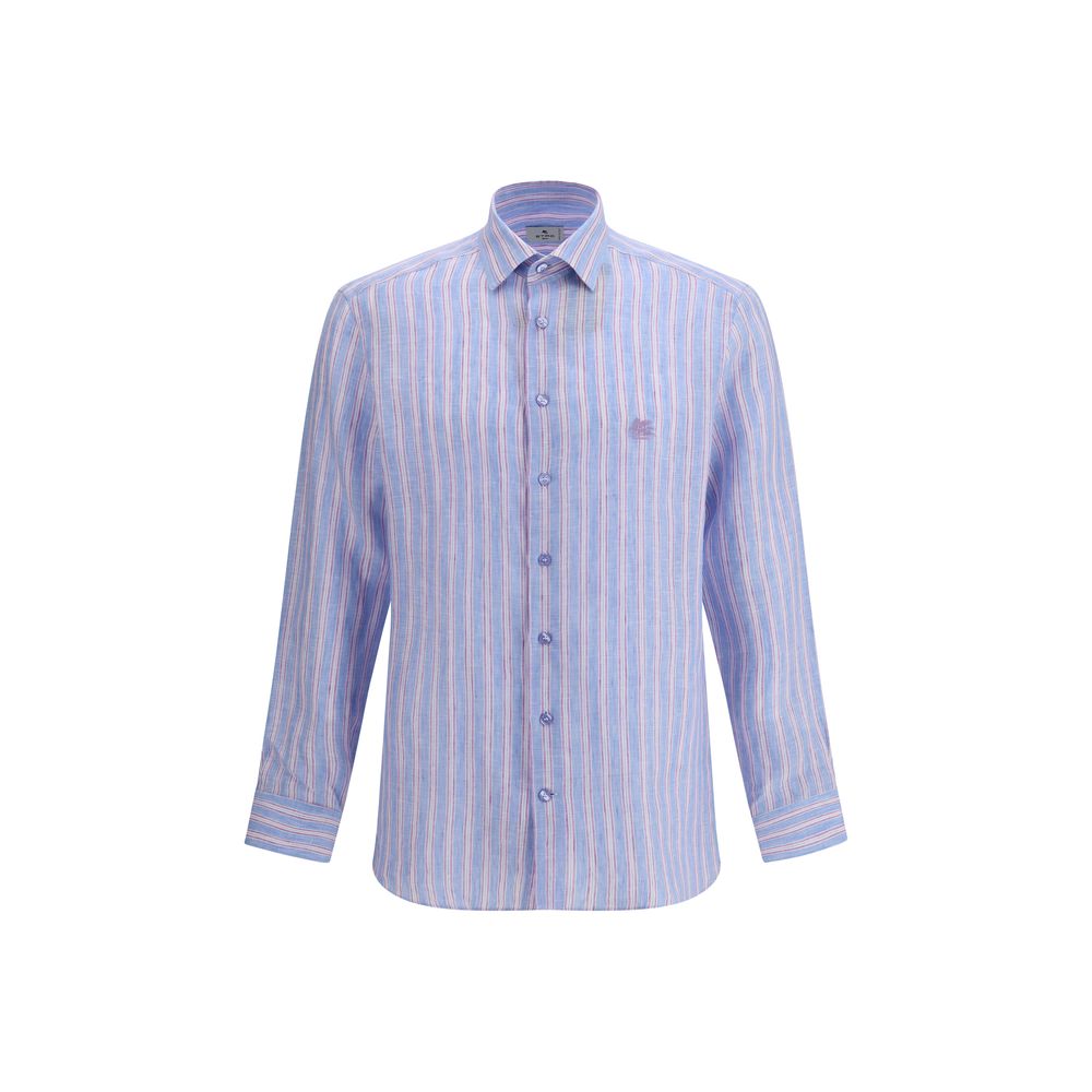 Shirt by Etro for men in linen multicolor, patterned, signature & striped showcases a sublime silhouette, artfully detailed with a sublime and long-sleeve for a sophisticated, sublime finish.
