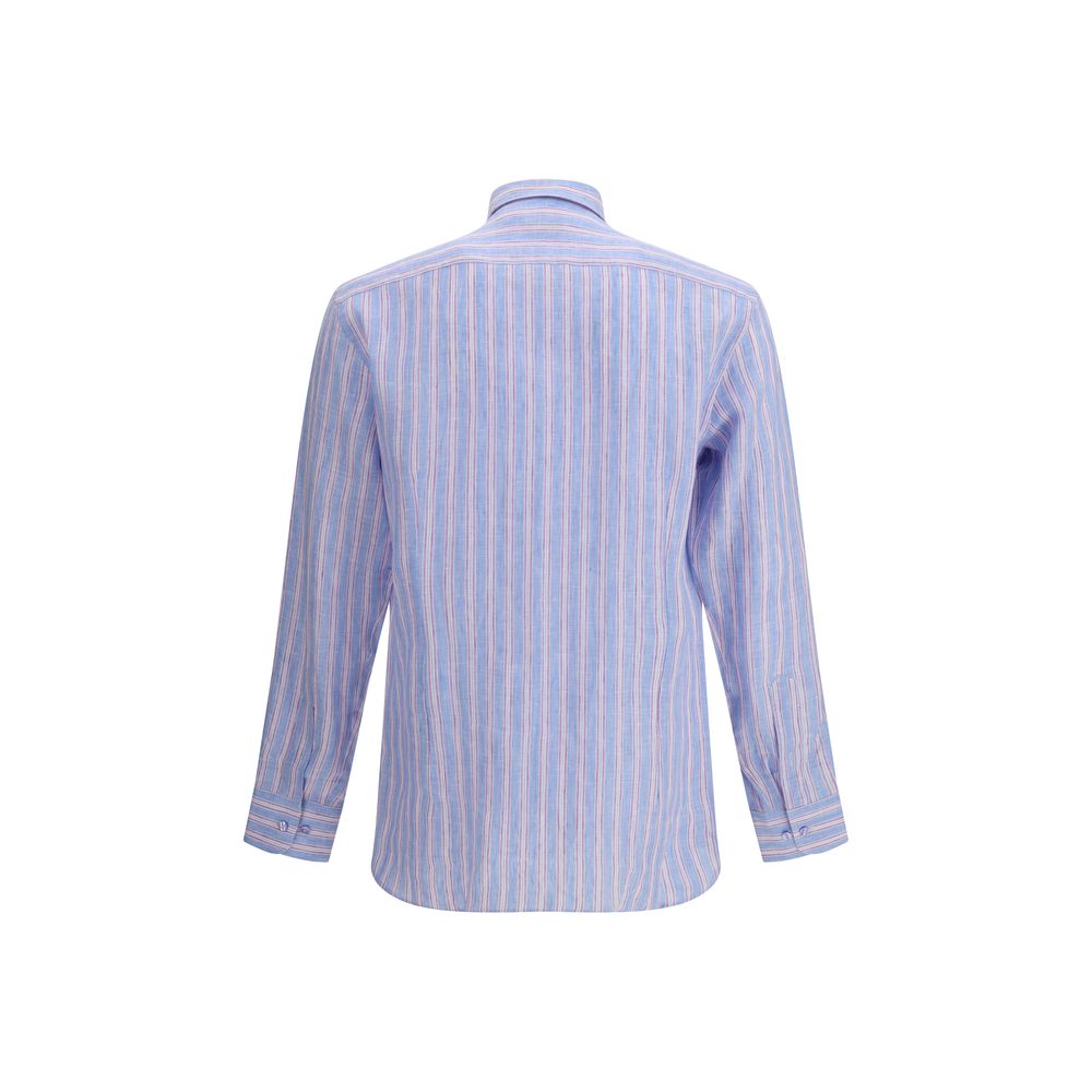 Shirt by Etro for men in linen multicolor, patterned, signature & striped features an polished silhouette, showcasing a sophisticated and detail for a truly polished finish.