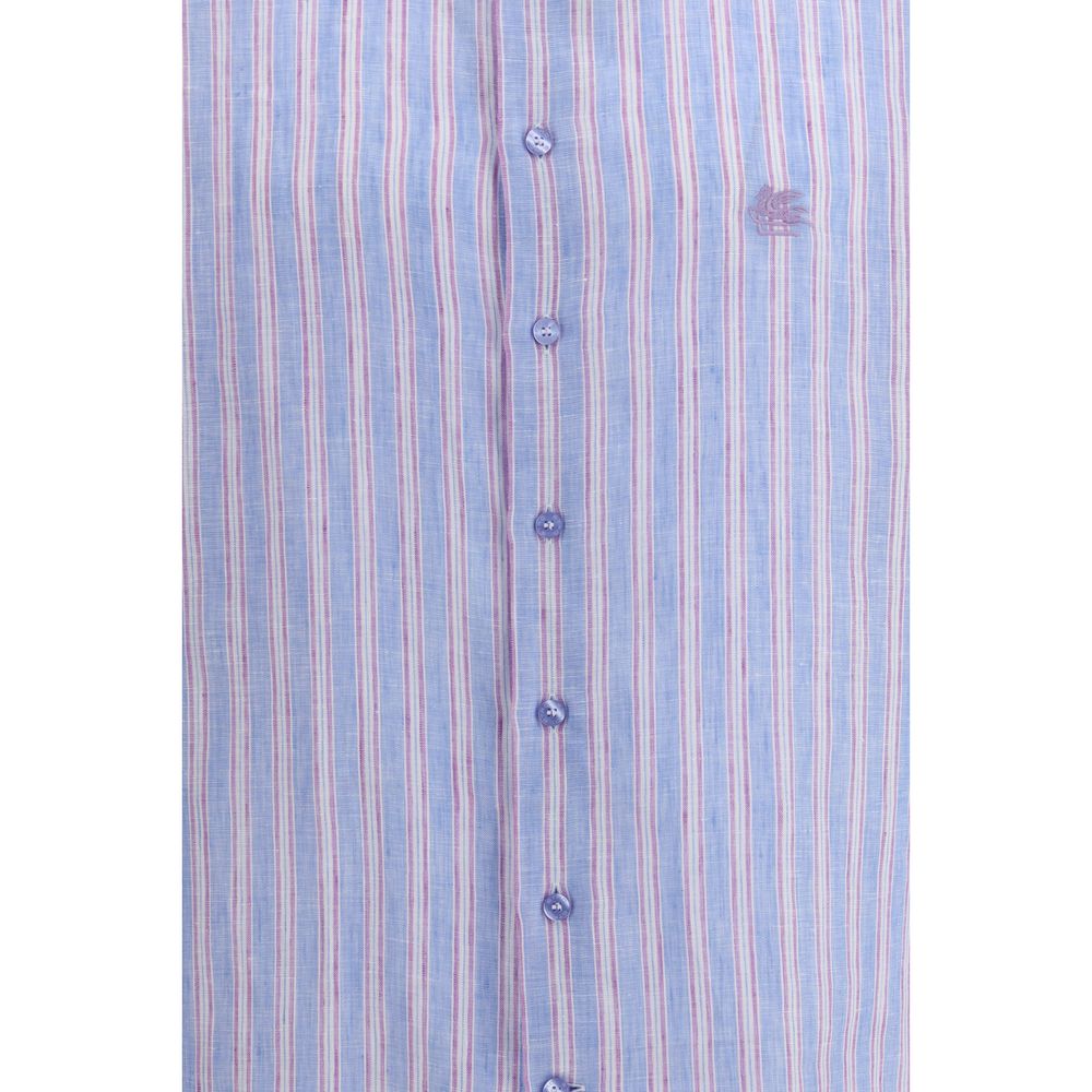 Shirt by Etro for men in linen multicolor, patterned, signature & striped, featuring a nuanced and nuanced for a sophisticated finish.