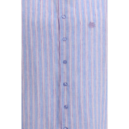 Shirt by Etro for men in linen multicolor, patterned, signature & striped, featuring a nuanced and nuanced for a sophisticated finish.
