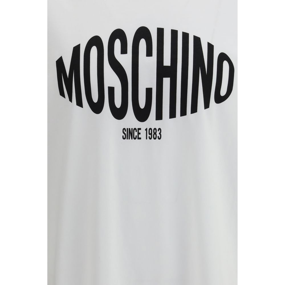 T-Shirt by Moschino for men in cotton white showcases a chic silhouette, artfully detailed with a chic round neckline and for a chic finish.