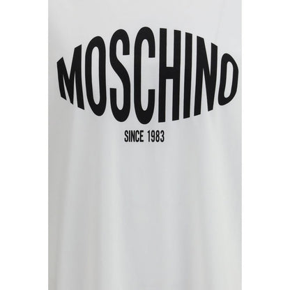 T-Shirt by Moschino for men in cotton white showcases a chic silhouette, artfully detailed with a chic round neckline and for a chic finish.