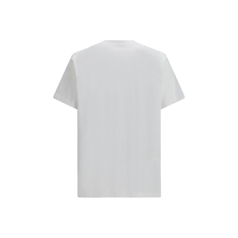 T-Shirt by Moschino for men in organic cotton white & print showcases a dramatic silhouette, elegantly detailed with a dramatic crew neckline and for a truly dramatic finish.