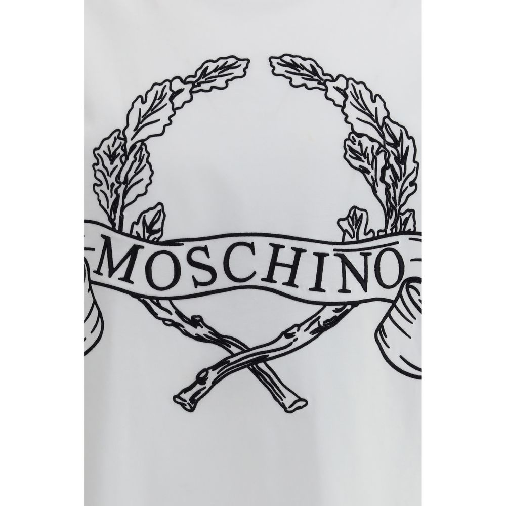 T-Shirt by Moschino for men in organic cotton white & print showcases a unassuming silhouette, artfully detailed with a refined and unassuming for a sophisticated, contemporary look.