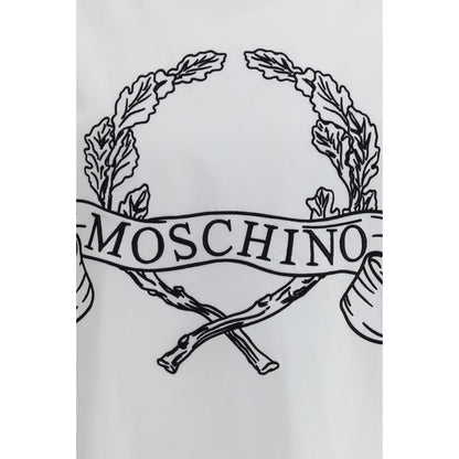 T-Shirt by Moschino for men in organic cotton white & print showcases a unassuming silhouette, artfully detailed with a refined and unassuming for a sophisticated, contemporary look.