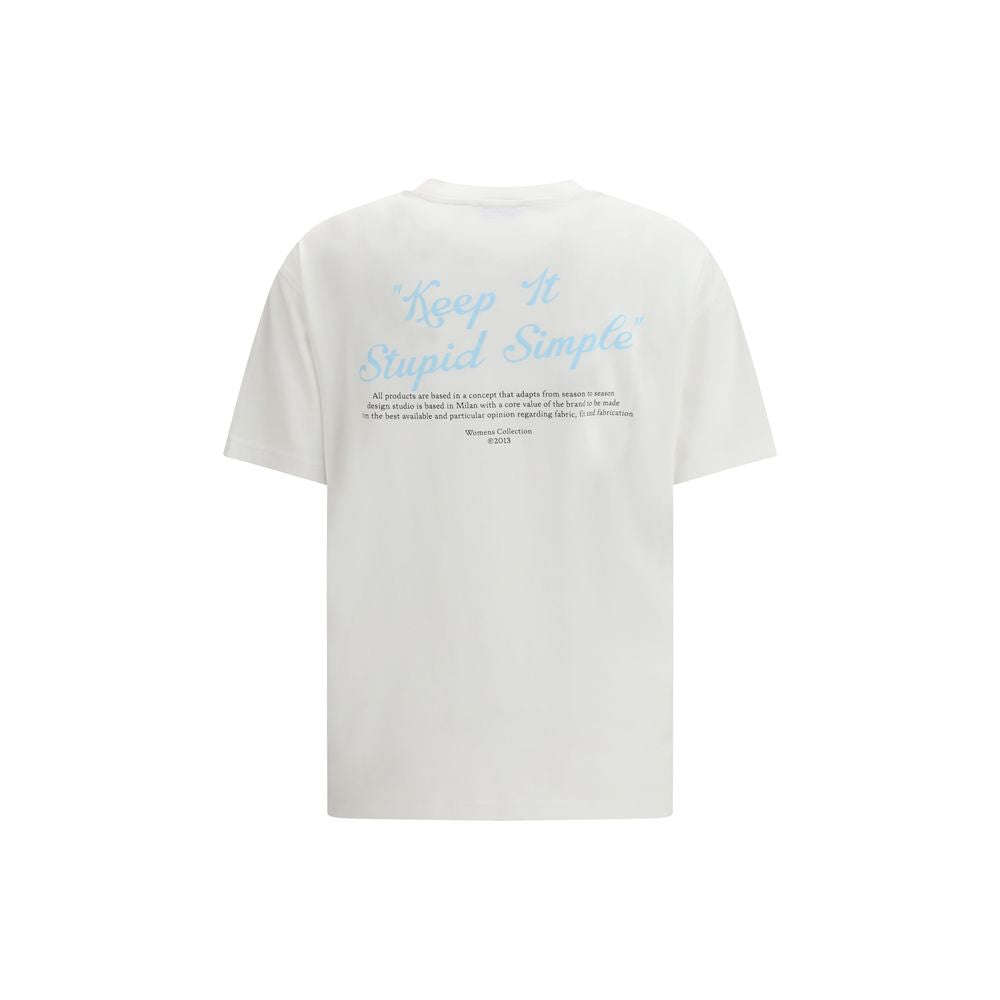 Activewear T-Shirt by Off-White for women in cotton white, signature & print presents a kinetic silhouette, showcasing the kinetic and crew neckline alongside functional for a premium, athletic look.