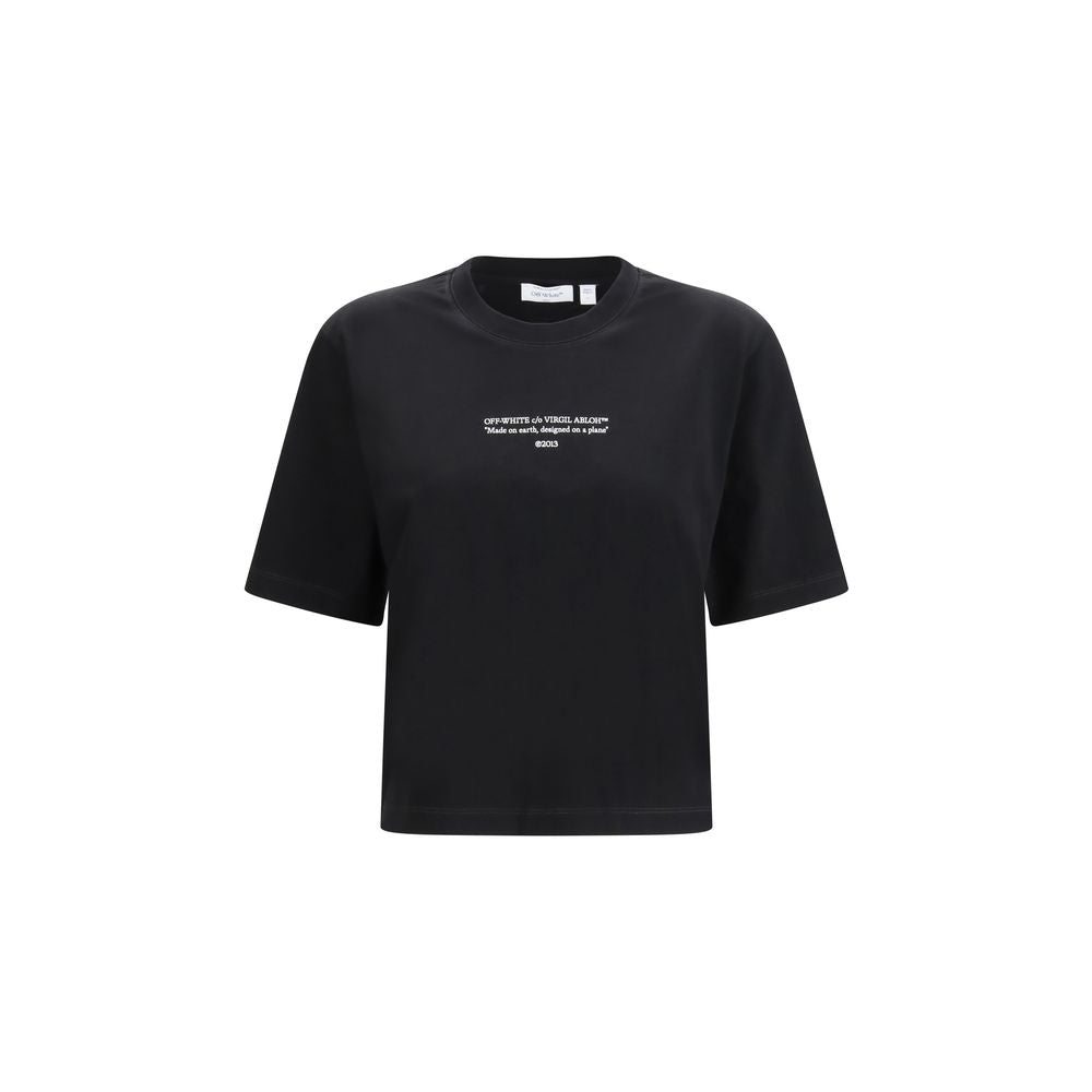 T-Shirt by Off-White for women in cotton black, white & print features a plush silhouette, showcasing a sophisticated crew neckline and short-sleeve for a truly plush finish.