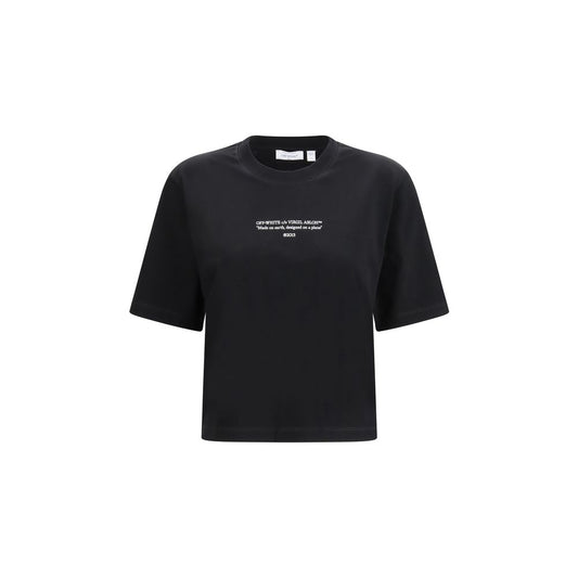 T-Shirt by Off-White for women in cotton black, white & print features a plush silhouette, showcasing a sophisticated crew neckline and short-sleeve for a truly plush finish.