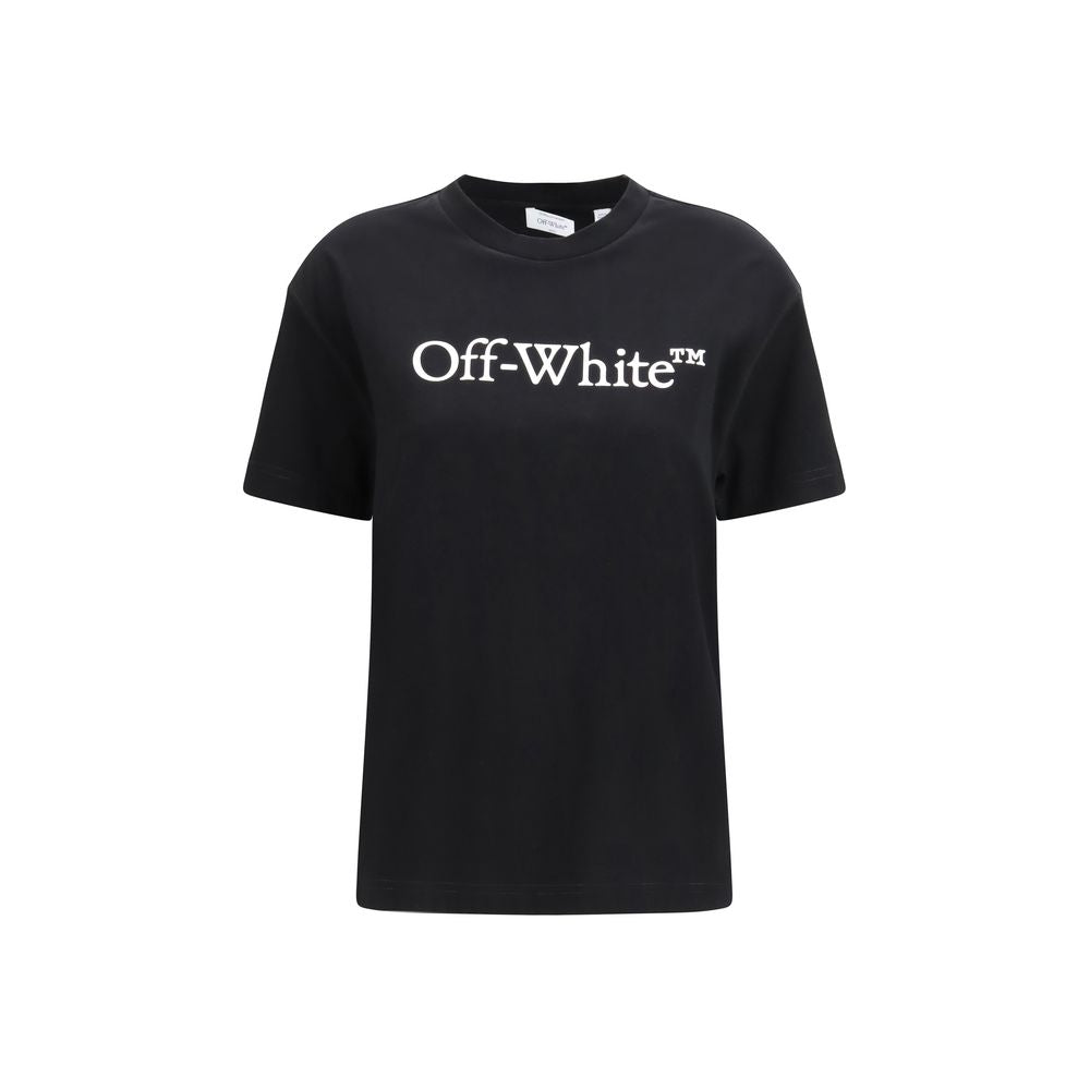 Activewear T-Shirt by Off-White for women in cotton black & white presents a kinetic silhouette, showcasing the kinetic short-sleeve and crew neckline alongside functional for a premium, athletic look.