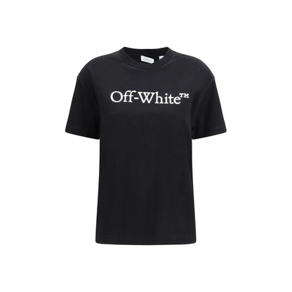 Activewear T-Shirt by Off-White for women in cotton black & white presents a kinetic silhouette, showcasing the kinetic short-sleeve and crew neckline alongside functional for a premium, athletic look.