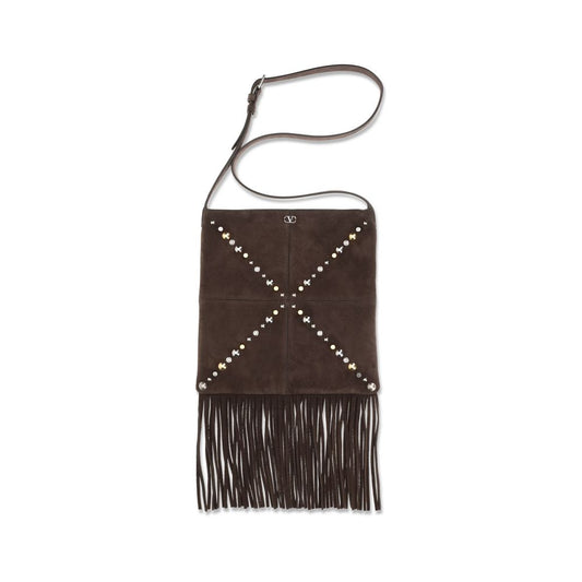 Small Shoulder Bag by Valentino Garavani for men in palladium & suede leather brown, palladium & signature features a enviable silhouette, showcasing a secure , ample , and enviable shoulder-strap & adjustable-strap for a enviable finish.