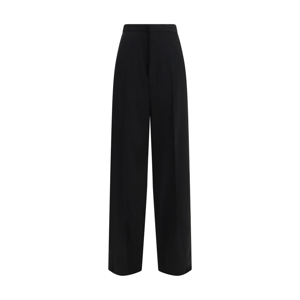 Trousers by Balenciaga for women in cotton black features an sartorial silhouette, showcasing a precise regular-fit and long with a sartorial for a refined look.