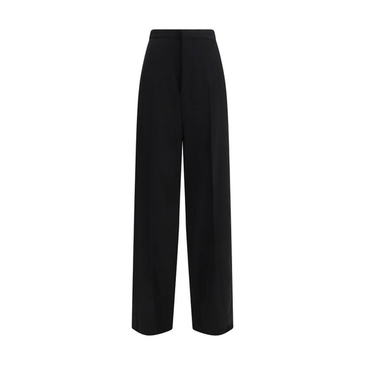 Trousers by Balenciaga for women in cotton black features an sartorial silhouette, showcasing a precise regular-fit and long with a sartorial for a refined look.
