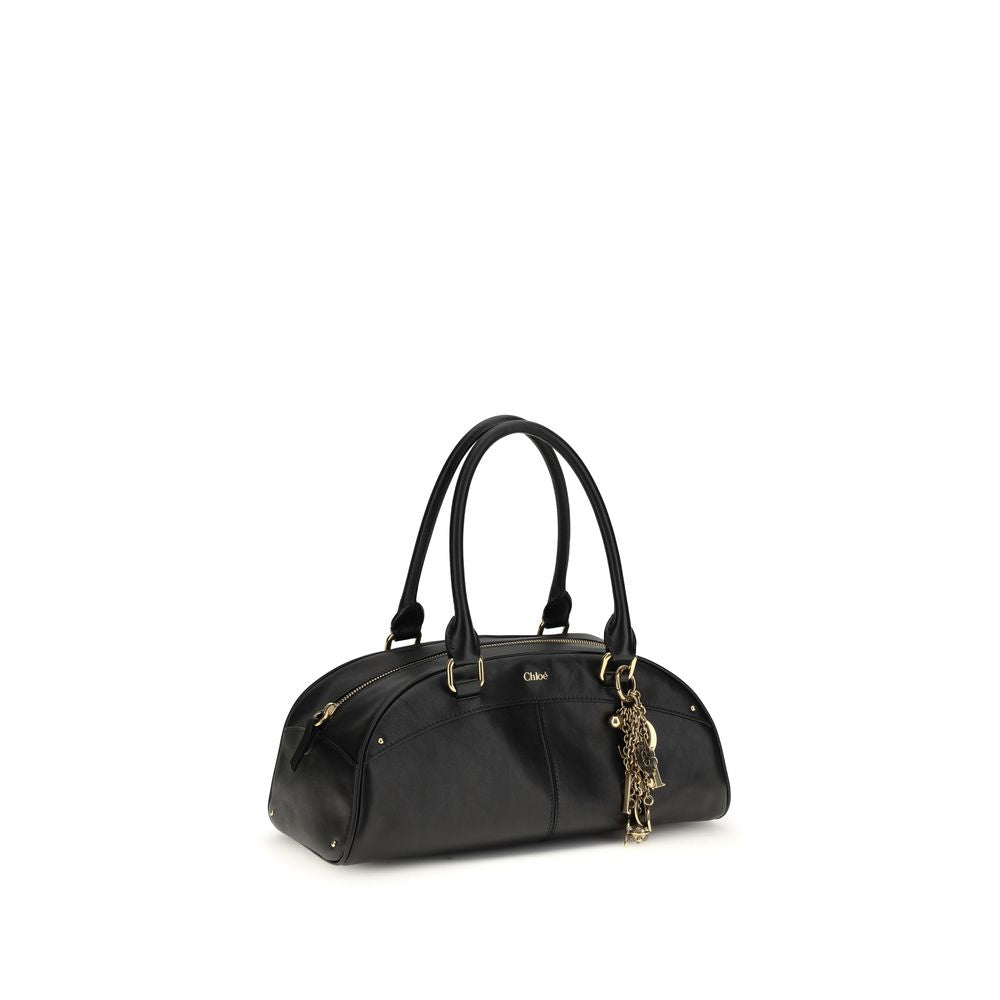Large Bowling Shoulder Bag by Chloé for women in bos taurus calfskin leather black features an effortlessly chic silhouette with a secure zipper, ample , and versatile handle for effortlessly chic everyday luxury.