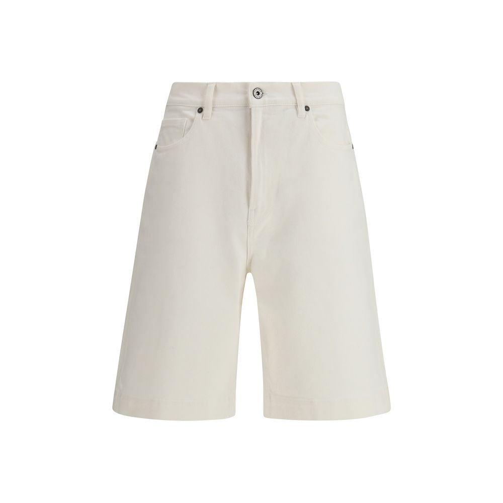 Denim Shorts by P.A.R.O.S.H. for women in stretch denim cotton white features an stylish oversized with a short and , showcasing an stylish silhouette for a premium, high-fashion look.