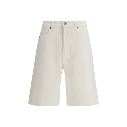Denim Shorts by P.A.R.O.S.H. for women in stretch denim cotton white features an stylish oversized with a short and , showcasing an stylish silhouette for a premium, high-fashion look.