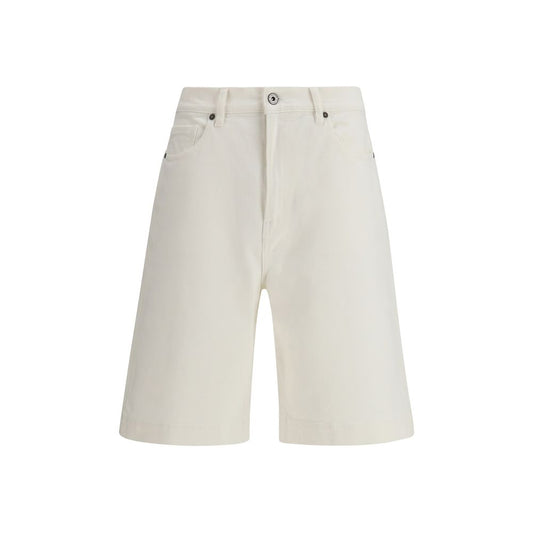 Denim Shorts by P.A.R.O.S.H. for women in stretch denim cotton white features an stylish oversized with a short and , showcasing an stylish silhouette for a premium, high-fashion look.