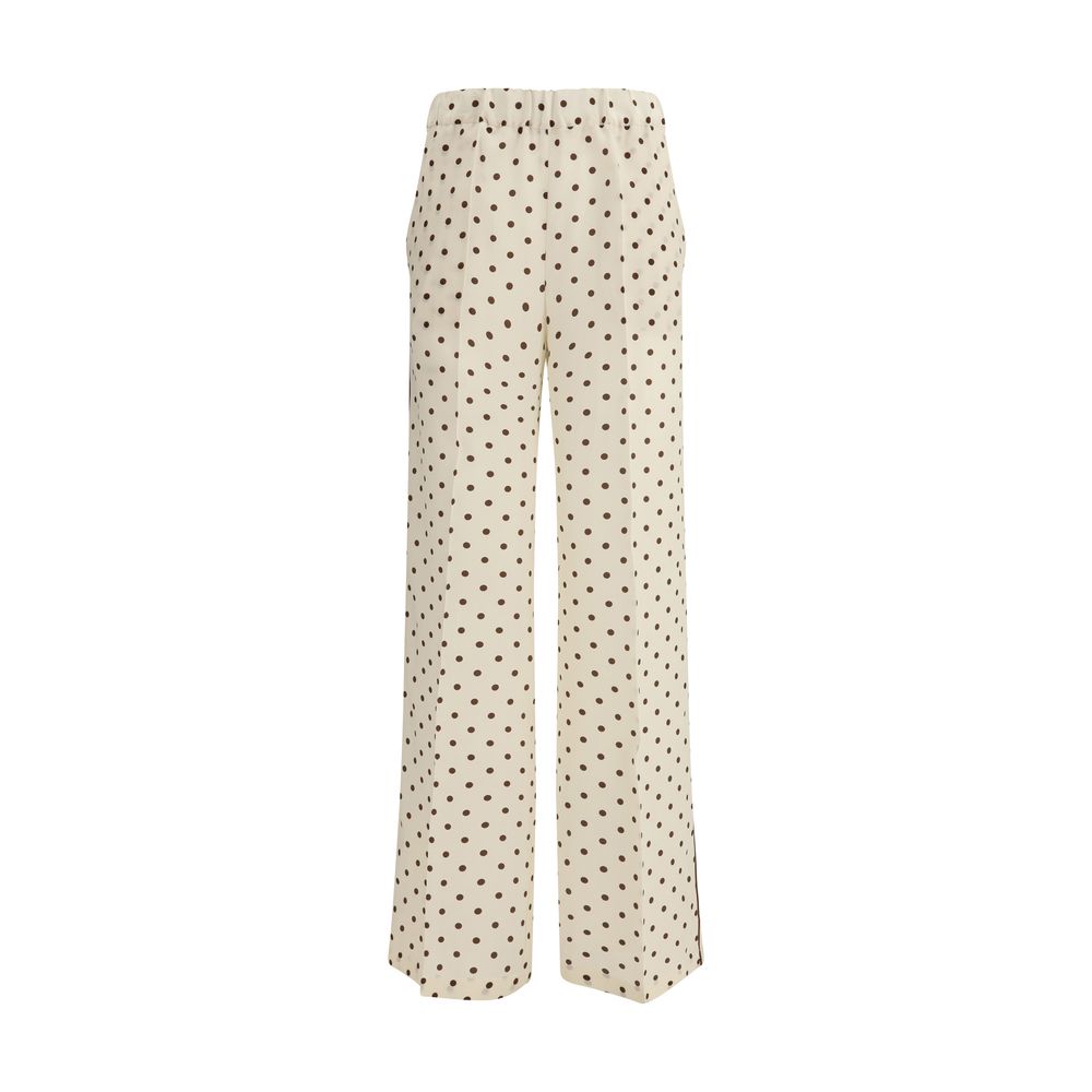 Casual Pants by P.A.R.O.S.H. for women in silk beige & print features an sartorial regular-fit and long with a cut for a sartorial finish.