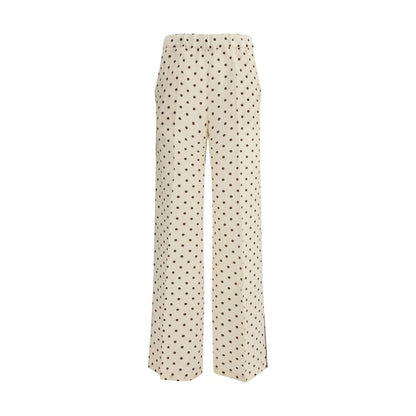 Casual Pants by P.A.R.O.S.H. for women in silk beige & print features an sartorial regular-fit and long with a cut for a sartorial finish.
