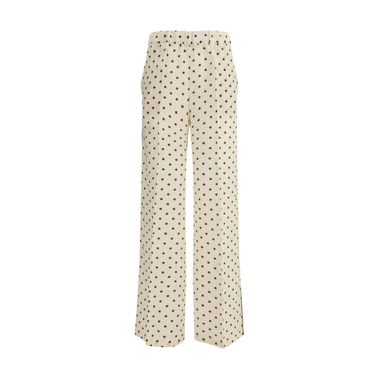 Casual Pants by P.A.R.O.S.H. for women in silk beige & print features an sartorial regular-fit and long with a cut for a sartorial finish.