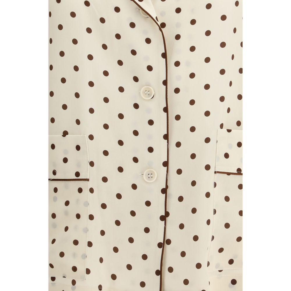 Shirt by P.A.R.O.S.H. for women in silk beige & patterned features an polished silhouette, showcasing a sophisticated and detail for a truly polished finish.