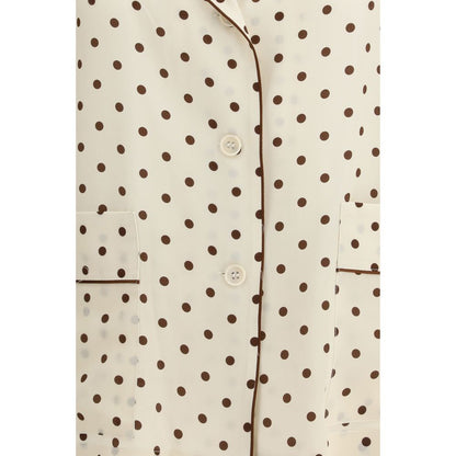 Shirt by P.A.R.O.S.H. for women in silk beige & patterned features an polished silhouette, showcasing a sophisticated and detail for a truly polished finish.