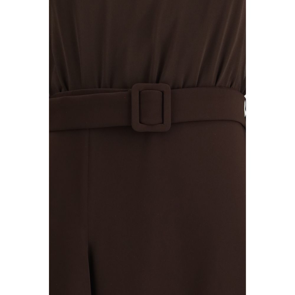 Dress by P.A.R.O.S.H. for women in polyester brown features an sultry silhouette defined by a and , falling to an sultry long for a sultry look.