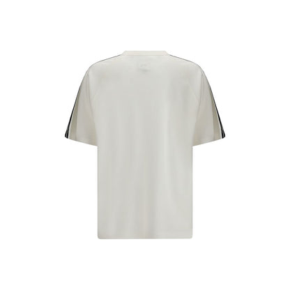 Activewear T-Shirt by Y-3 for men in lyocell nylon sheep leather & wool beige & striped features a versatile silhouette, showcasing a versatile crew neckline and detailed with high-performance for a premium look.