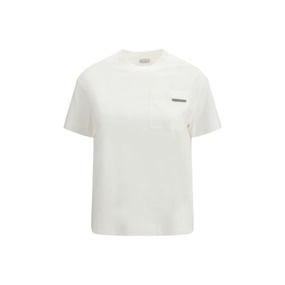 T-Shirt by Brunello Cucinelli for women in cotton white showcases a chic silhouette, artfully detailed with a chic crew neckline and for a chic finish.