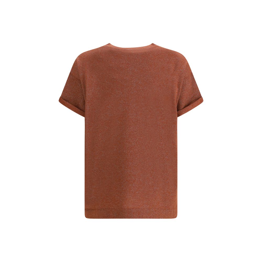 T-Shirt by Brunello Cucinelli for women in nylon polyester cashmere & capra leather multicolor showcases a chic silhouette, artfully detailed with a chic crew neckline and for a chic finish.