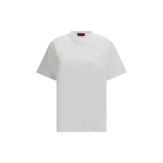 Activewear T-Shirt by Gucci for women in cotton white features a sporty silhouette with short-sleeve and crew neckline, showcasing innovative for a sporty finish.