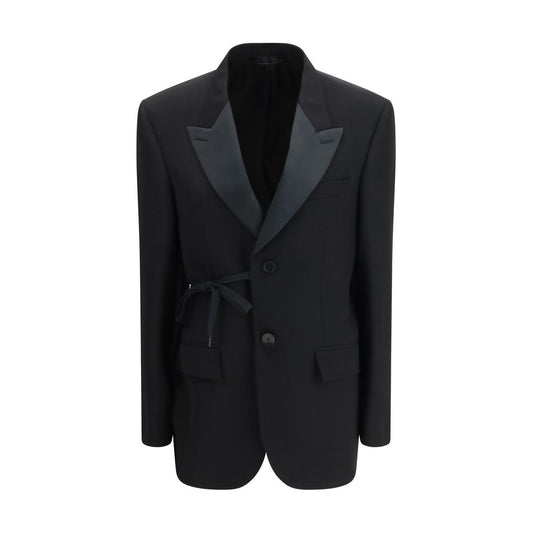 Overcoat by Balenciaga for women in cupro wool black features a contemporary silhouette showcasing a contemporary wrap neckline and refined pockets for a sophisticated finish.