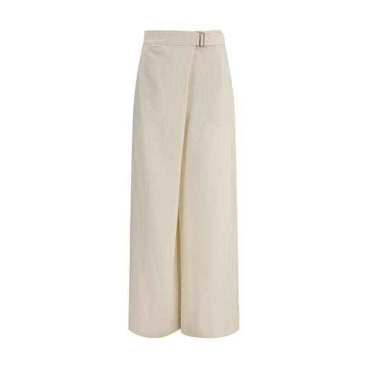 Casual Pants by Brunello Cucinelli for women in linen & viscose cream features an sophisticated high rise and regular-fit & wide with a precise long, creating a sophisticated and sophisticated silhouette.