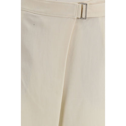 Casual Pants by Brunello Cucinelli for women in linen & viscose cream features a polished silhouette with a polished regular-fit & wide, reaching a polished long and finished with a polished high rise.
