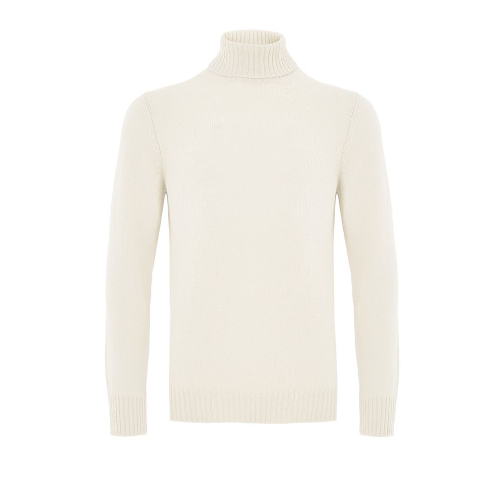 Sweater by Gran Sasso for men in wool white features an polished silhouette, showcasing refined and a sophisticated turtle neckline for a truly polished finish.