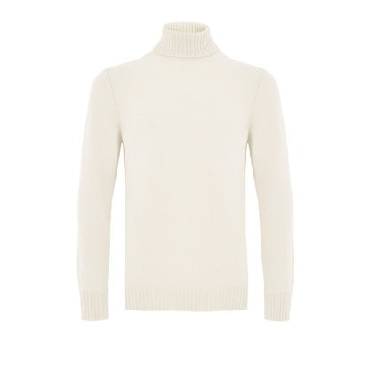 Sweater by Gran Sasso for men in wool white features an polished silhouette, showcasing refined and a sophisticated turtle neckline for a truly polished finish.