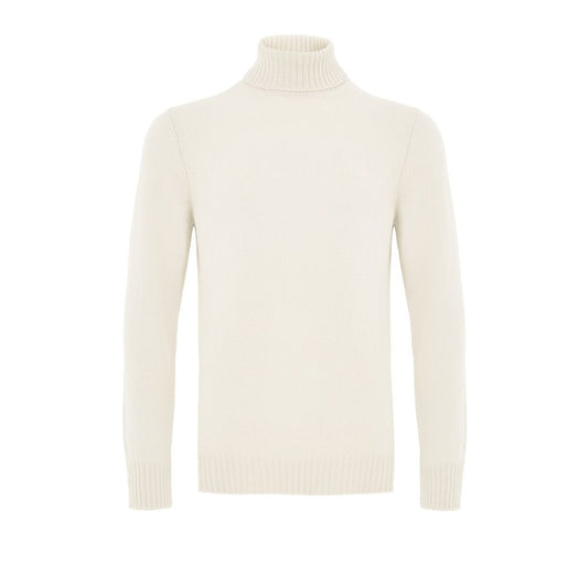 Sweater by Gran Sasso for men in wool white features an polished silhouette, showcasing refined and a sophisticated turtle neckline for a truly polished finish.