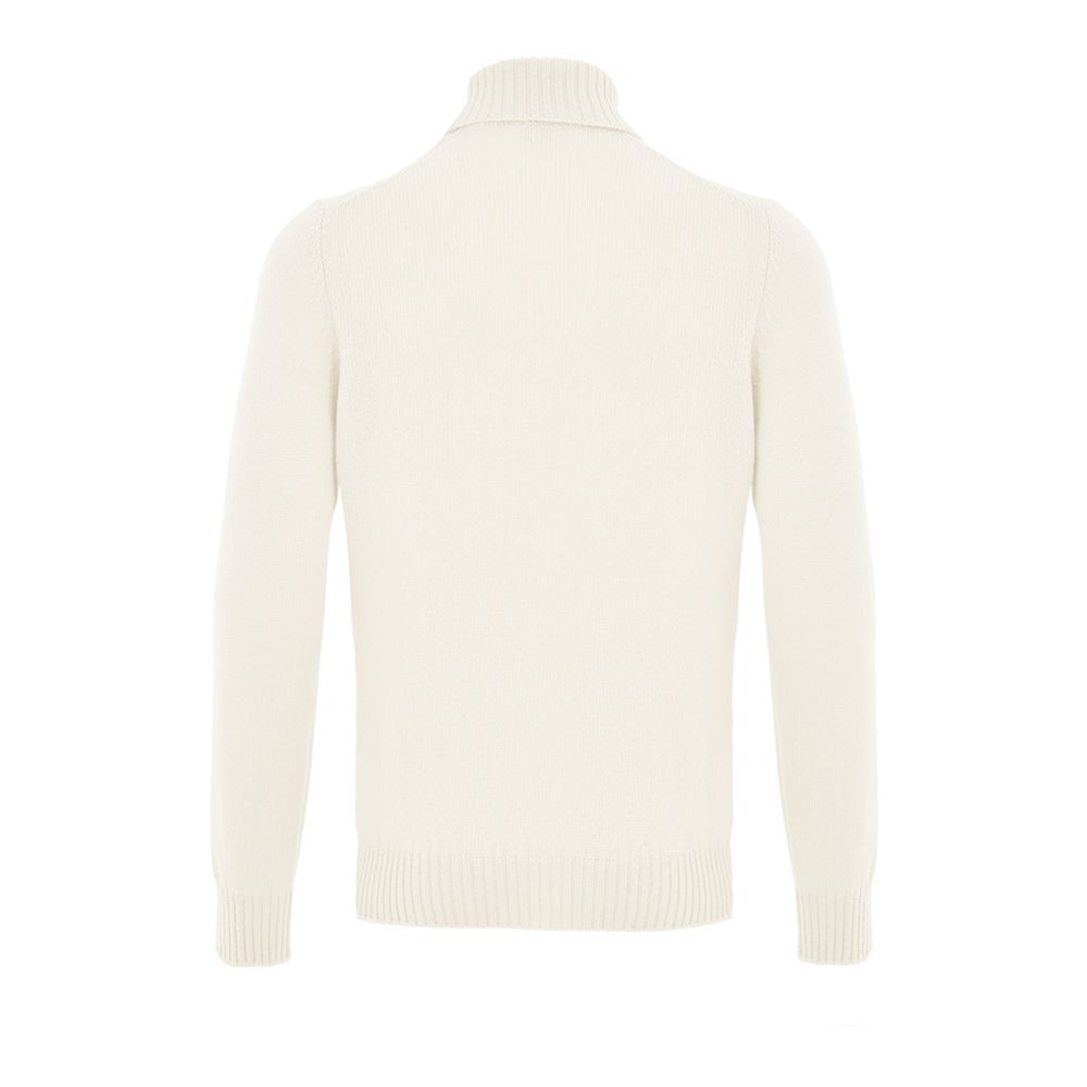 Sweater by Gran Sasso for men in wool white features an tactile silhouette, showcasing a sophisticated turtle neckline and tactile for a refined finish.
