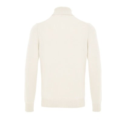 Sweater by Gran Sasso for men in wool white features an tactile silhouette, showcasing a sophisticated turtle neckline and tactile for a refined finish.