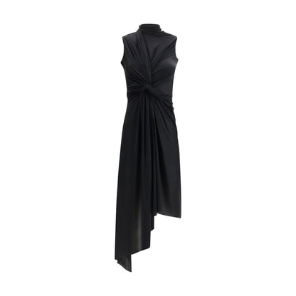 Dress by Balenciaga for women in stretch polyamide black features an cute silhouette, detailed with a sleeveless and that elegantly flows into a cute midi.