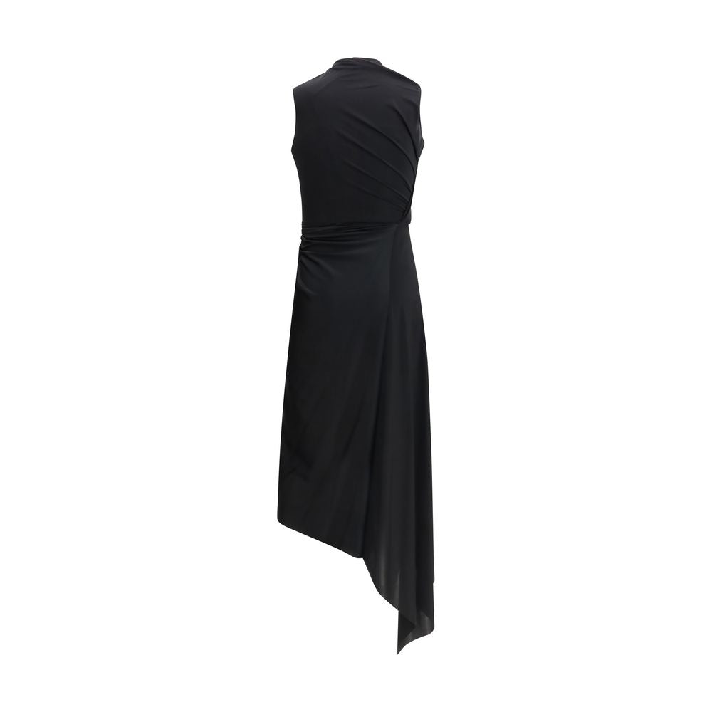 Dress by Balenciaga for women in stretch polyamide black presents a sinuous silhouette, showcasing a sophisticated and detailed with a sinuous midi for a refined finish.