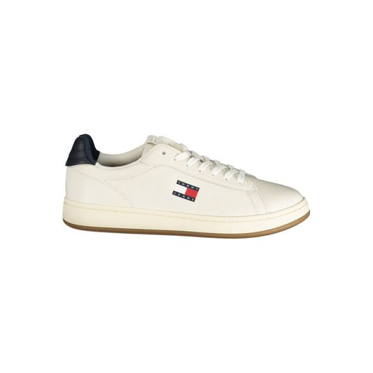 Athletic Sneakers by Tommy Hilfiger for men in polyester polyurethane leather blue & white presents a sleek silhouette, perfectly capturing the athletic style essence of Crisp Men's Athletic Polyester Polyurethane Leather Sneakers with its sleek design and premium finish.