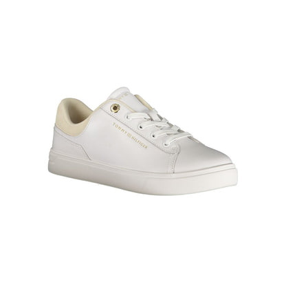Athletic Sneakers Tommy Hilfiger women polyester polyurethane leather white featuring a avant-garde Women's Athletic Polyester Polyurethane Leather Sneakers design with a avant-garde athletic style for a refined finish.