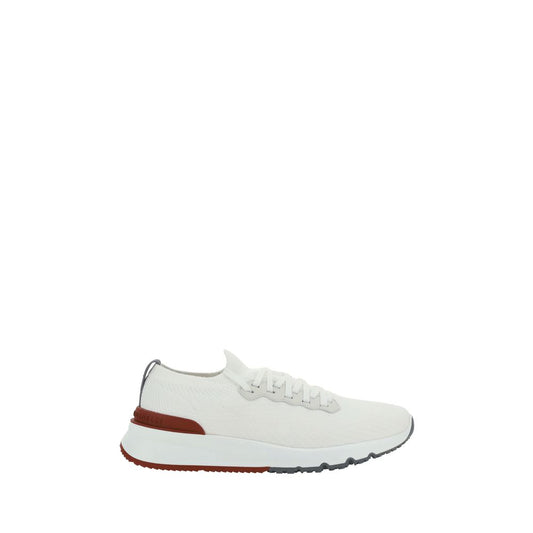 Sneakers by Brunello Cucinelli for men in cotton & rubber white & signature features an timeless silhouette from the Men's Low Top Cotton & Rubber Sneakers collection, showcasing a signature low-top style with an timeless finish.